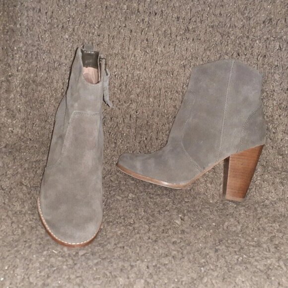 JOIE-Dalton-Charcoal/Taupe Suede Tassel Heeled Ankle Boot-Sz 36-Excellent - Picture 1 of 7
